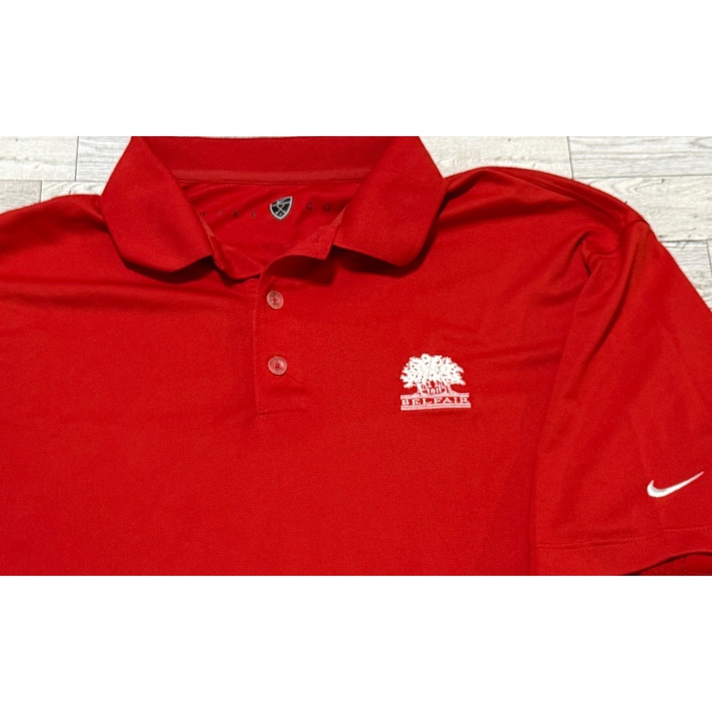 Nike Golf Mens Red Belfair Plantation Logo Polo Shirt Large 128898-611